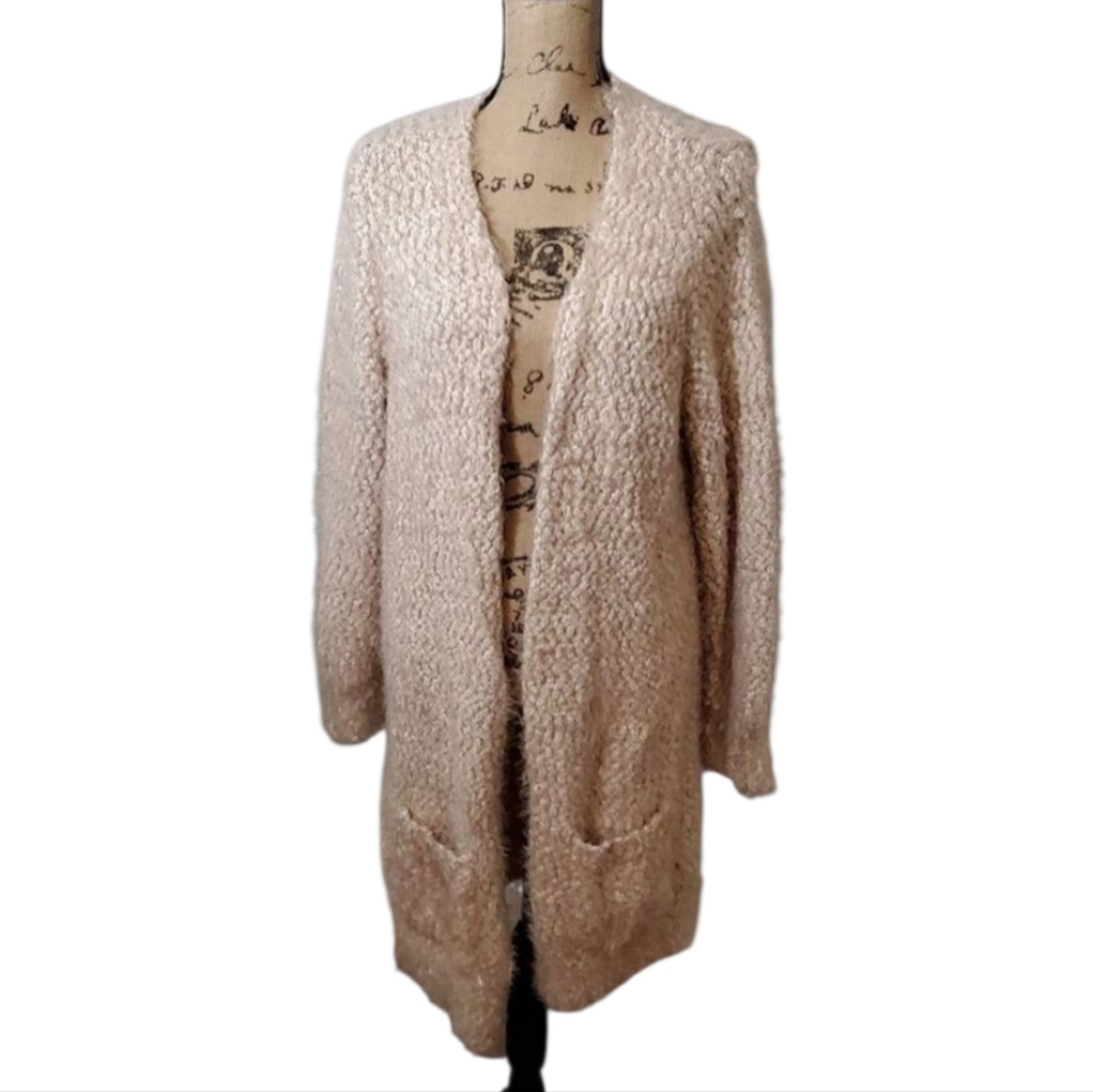 Chelsea & Theodore Woman Cozy Textured Knit Long Open Front Cardigan Sweater 1X